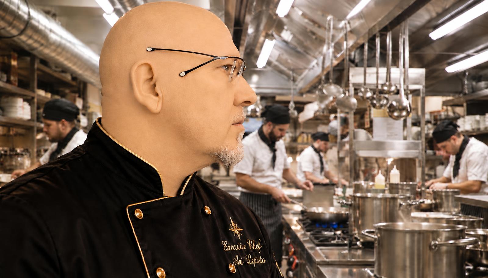 Ari Lepisto watching his kitchen team at the pass